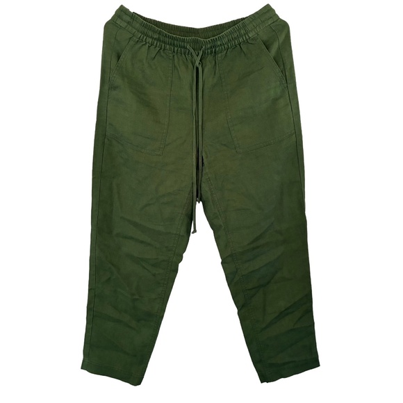 J.Crew Army Green Linen-Blend Pants Small | Effortless Coastal Chic Summer - Picture 1 of 4